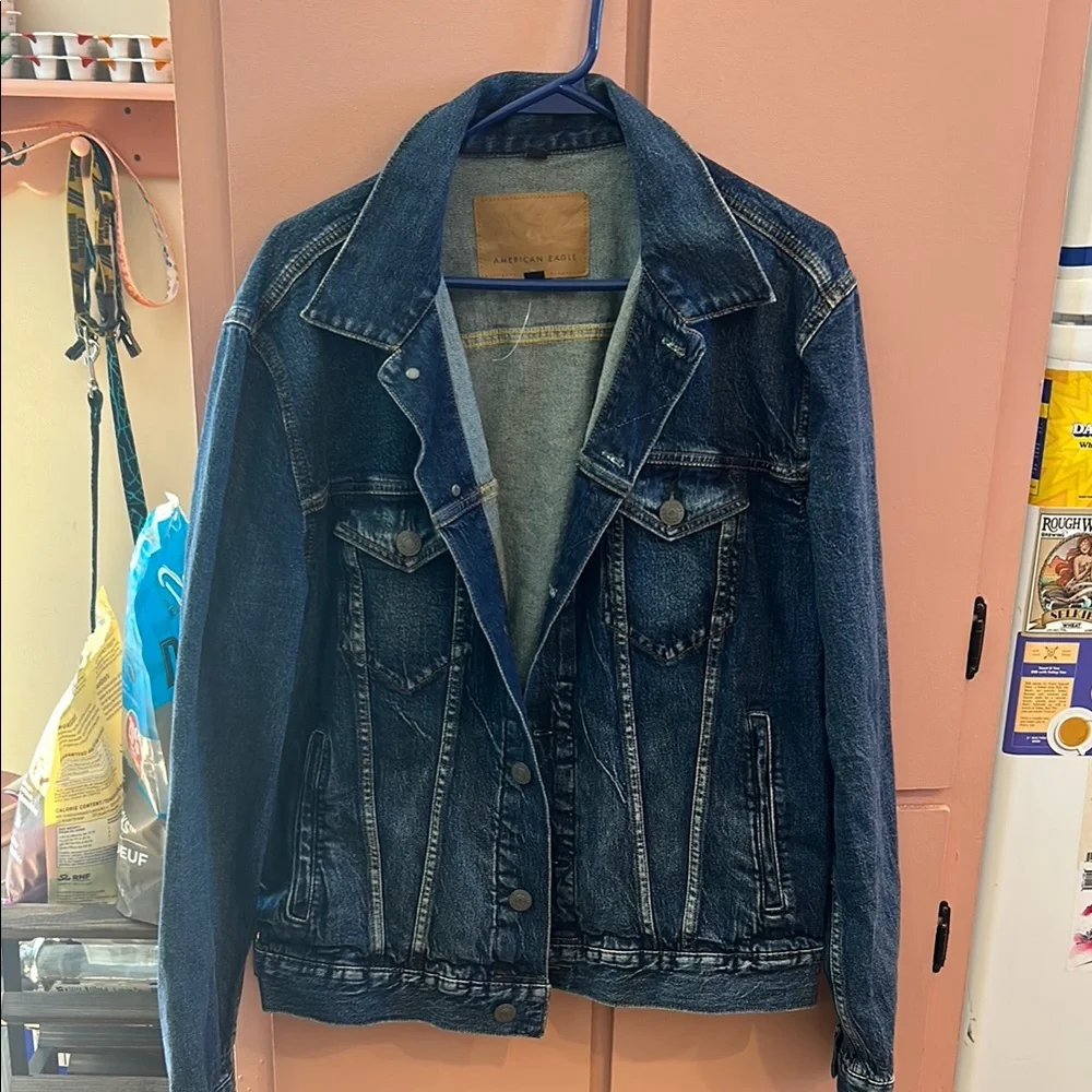💕 American Eagle Outfitters Blue Denim Jacket - Picture 1 of 7